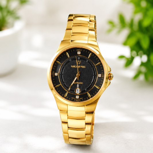 Original Imperial Gold Sapphire Men's Watch | Premium Black Dial | AK Watches