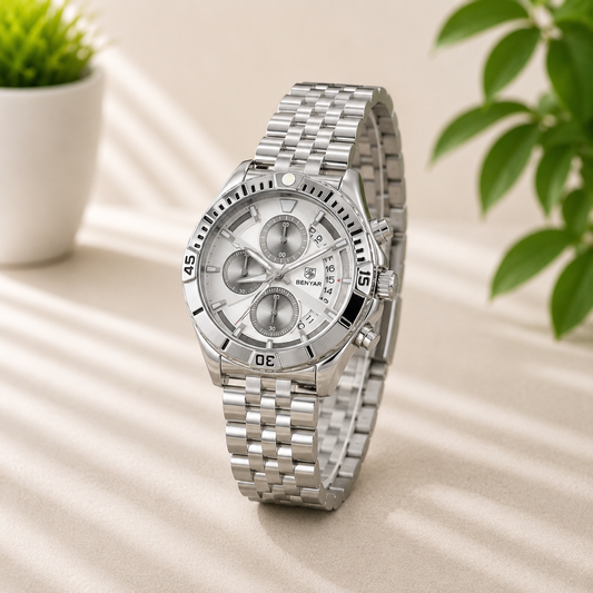 Premium Green & White Dial Chronograph Stainless Steel Watch With Premuim box | AK Watches