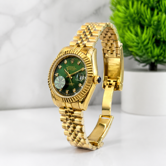 Luxury Gold Automatic Green Dial Watch | Premium Stainless Steel | AK Watches