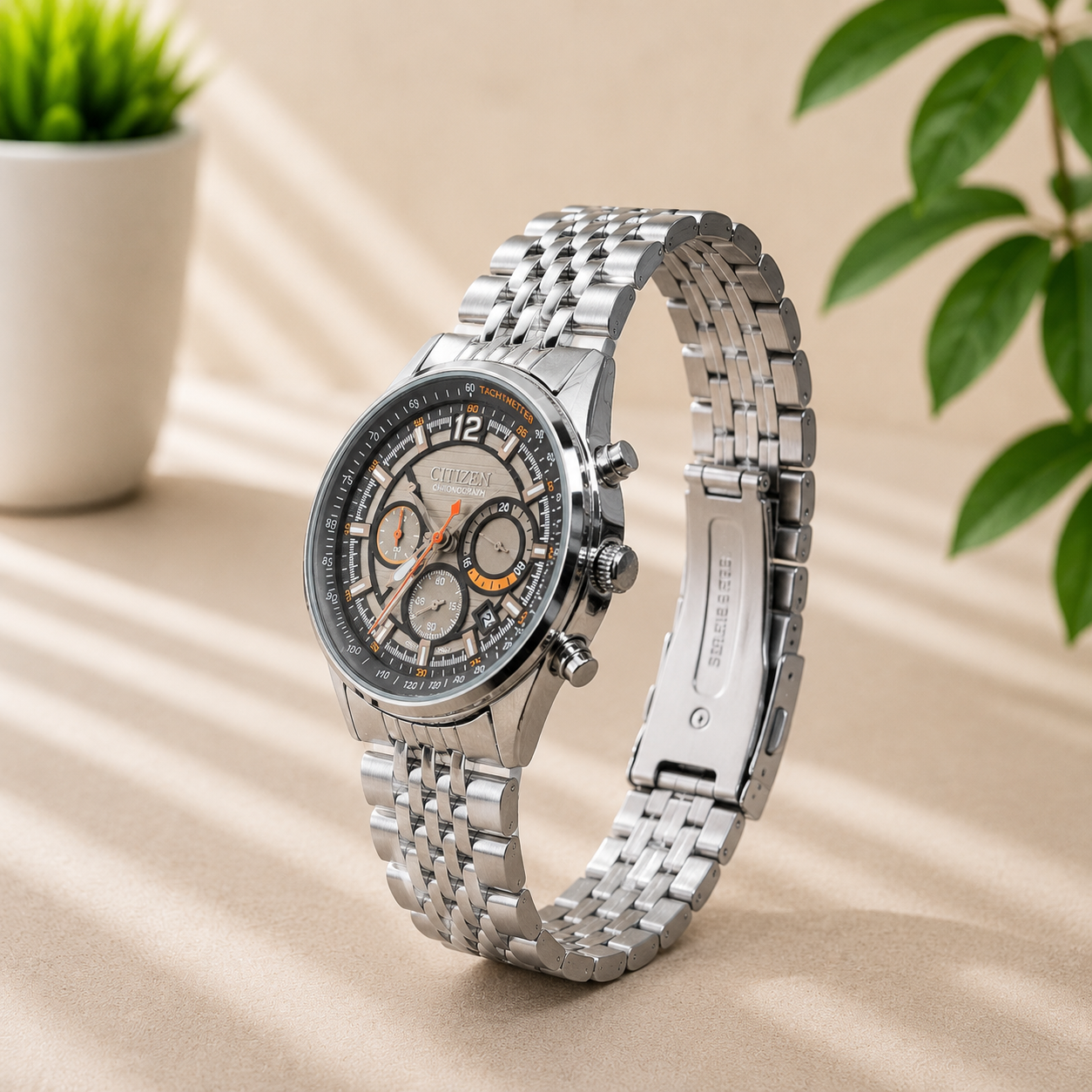 Premuim Stainless Steel Chronograph Watch | Grey Dial | AK Watches