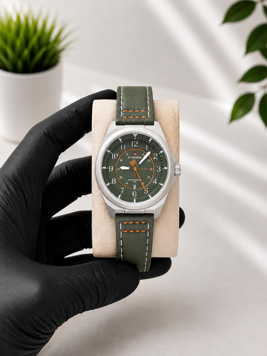 Premium men's leather strap watch available in multiple dial colors and stylish designs